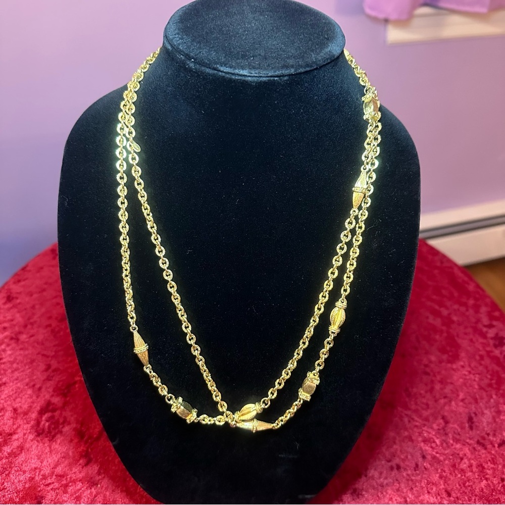 Long gold chain necklace